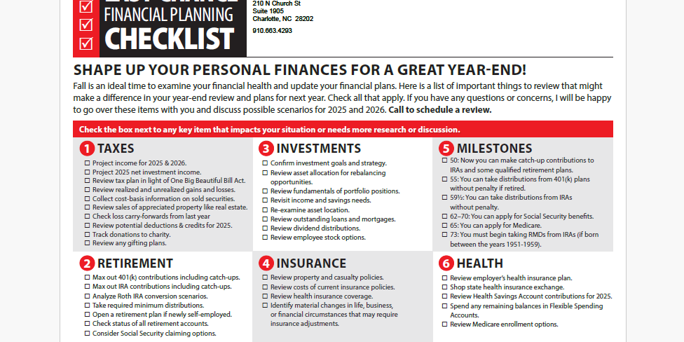 Last Chance Planning Items